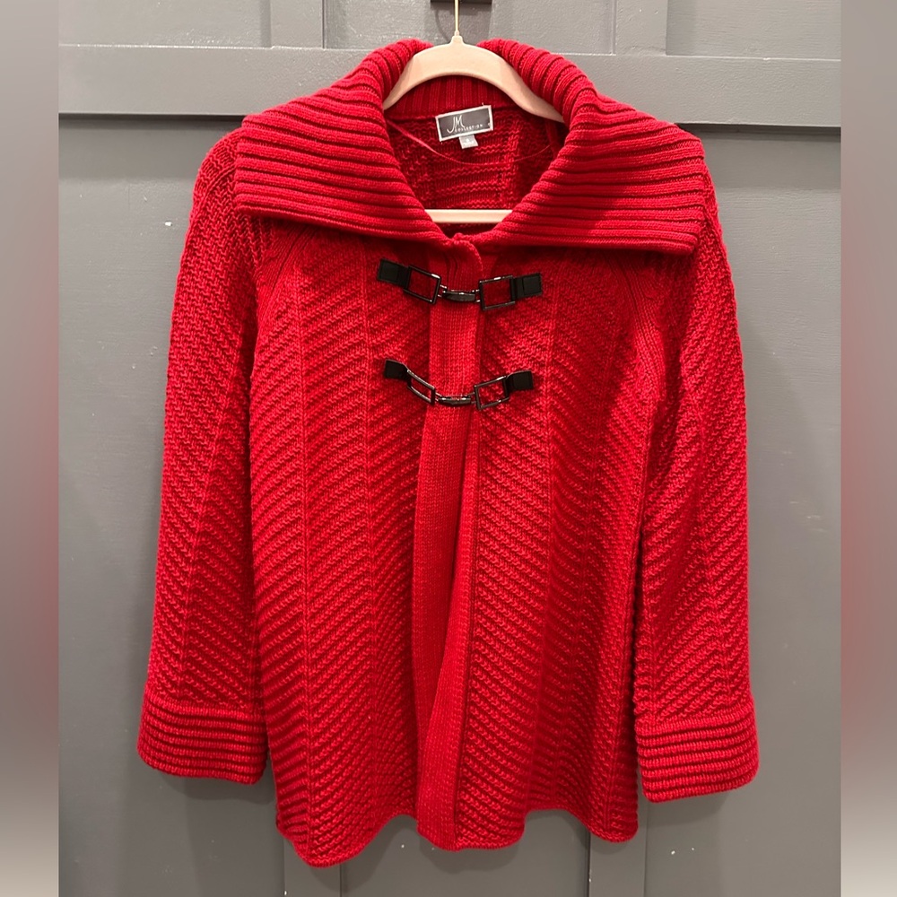 JM Collection Vibrant Red Women's Cape Jacket